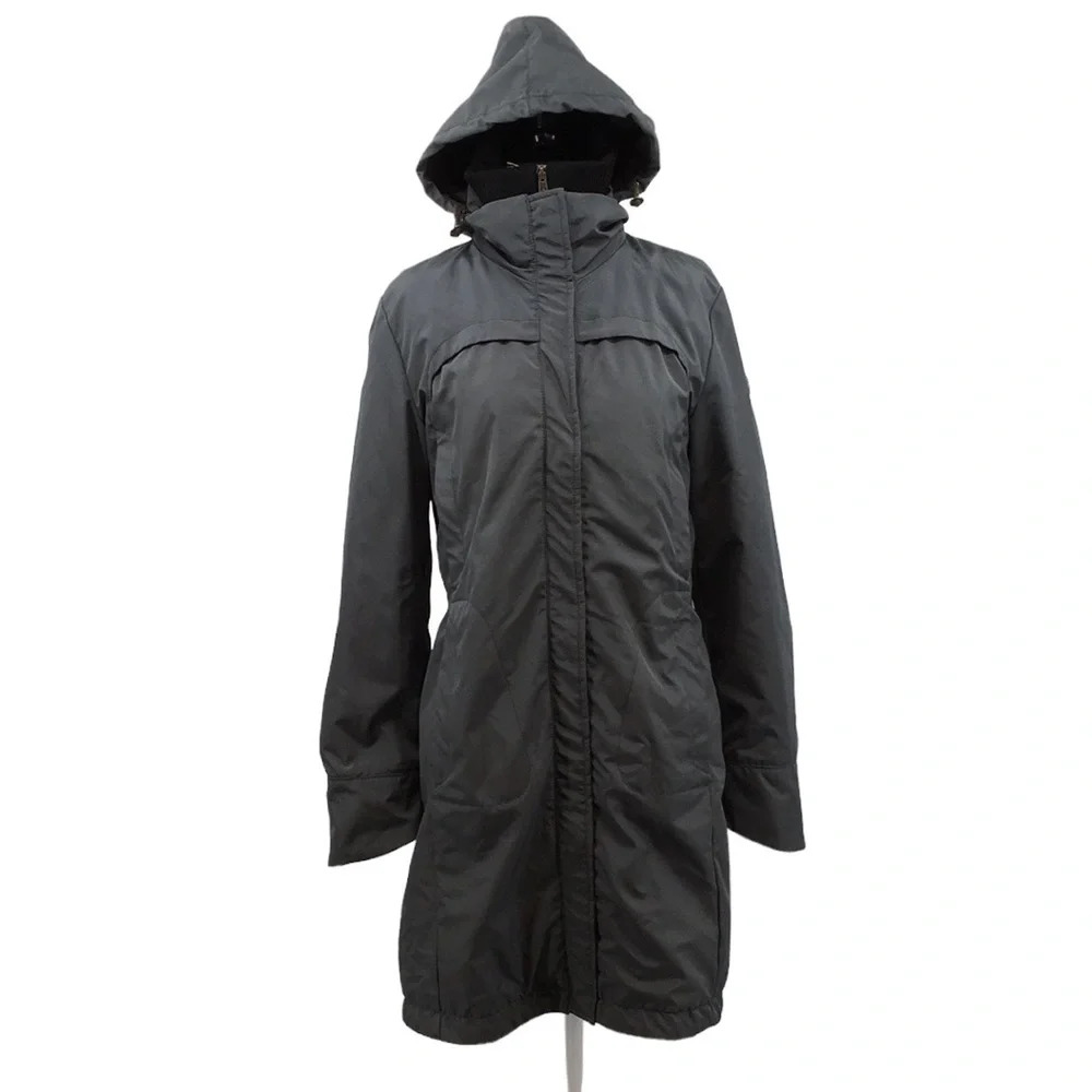 Post Card Windbreaker Puffer Rain Jacket Womens 4 Thermal Hooded Gray